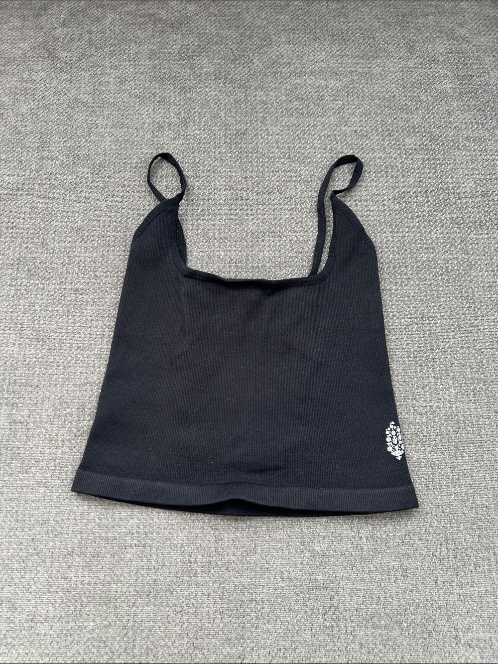 FP Movement by Free People Black Ribbed Square-Neck Camisole